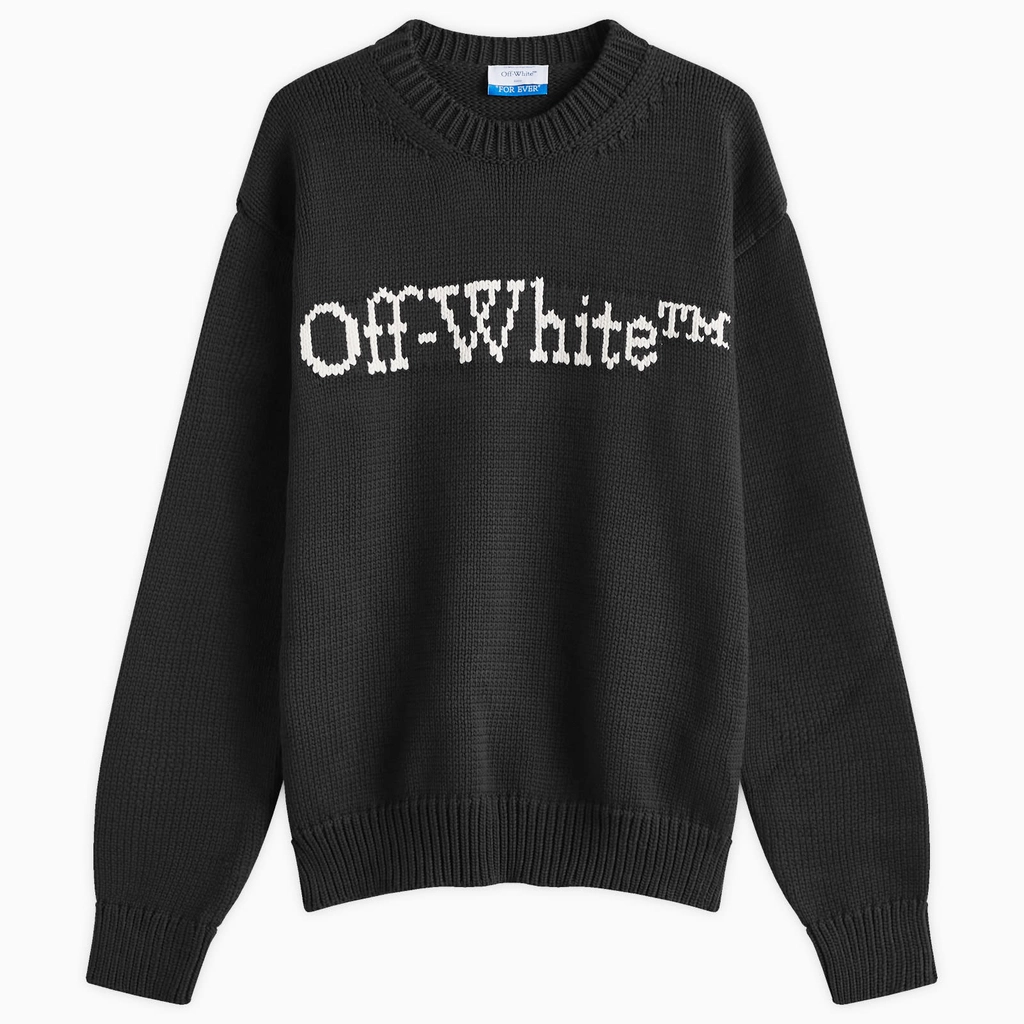 Off White Men's Big Bookish Chunky Crewneck Knit Black/White